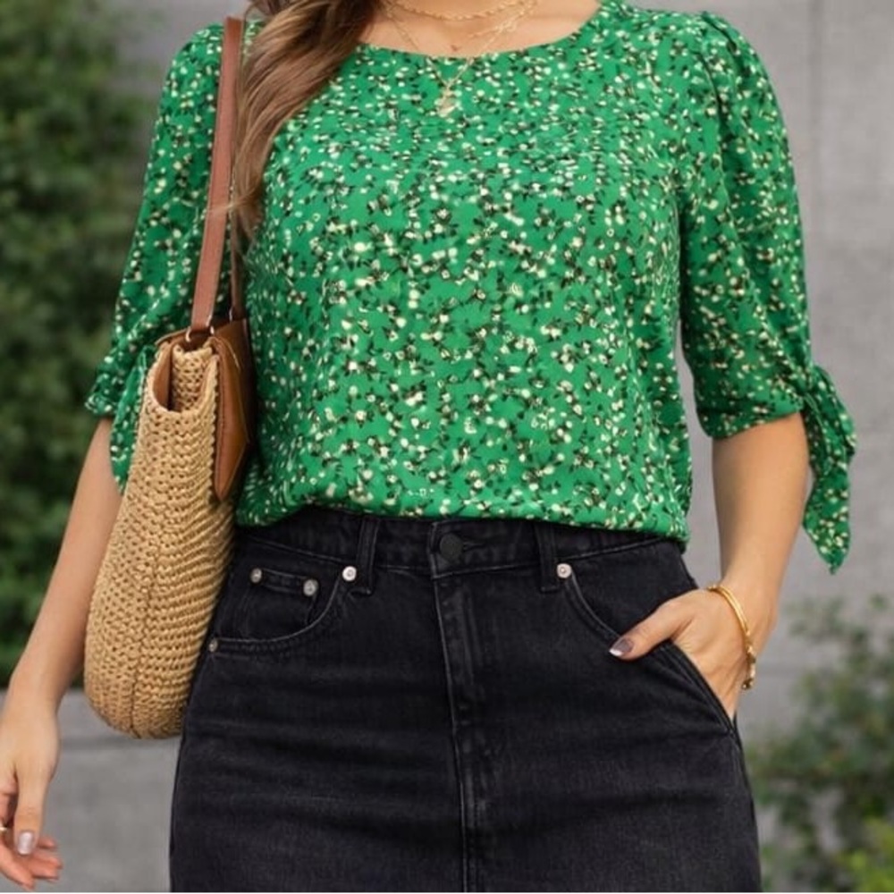 Green Floral Women's Top